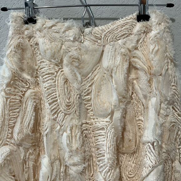 HD IN PARIS (Anthro) Floral Applique Full Midi A-Line Skirt, Ivory, Size 0 - Picture 6 of 10